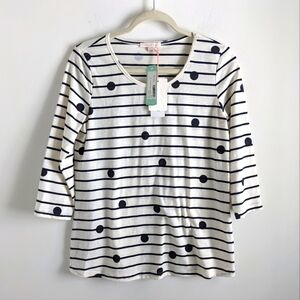 NWT Skies are Blue Stitch Fix Crew Neck Polka Dot Top S Summer Tee